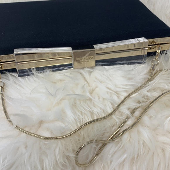 Kate Spade Clutch Acrylic Bow Gold Trim - Picture 3 of 10